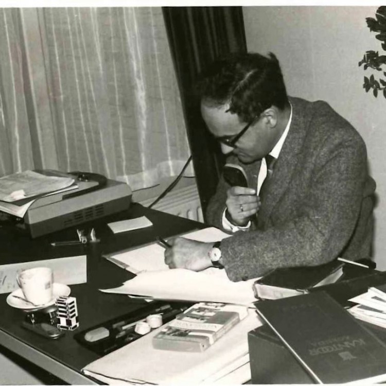 Patent attorney at his desk