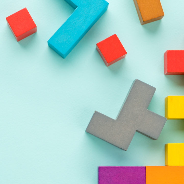 Coloured puzzle blocks