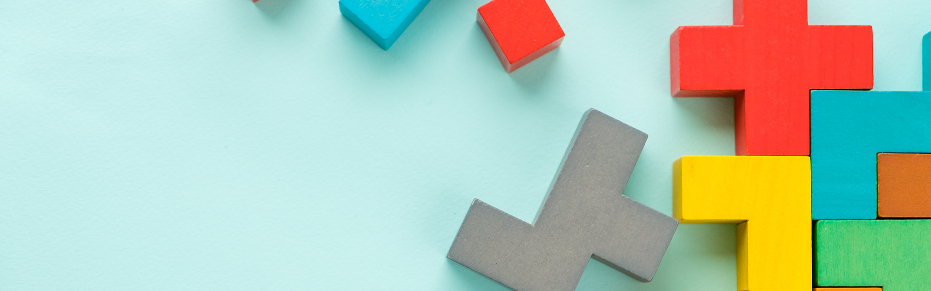 Coloured puzzle blocks